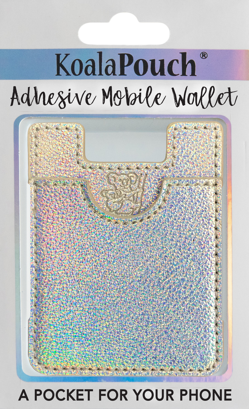 Glitter Koala Pouch - Phone Card Holder, Stick On Wallet (Holographic)