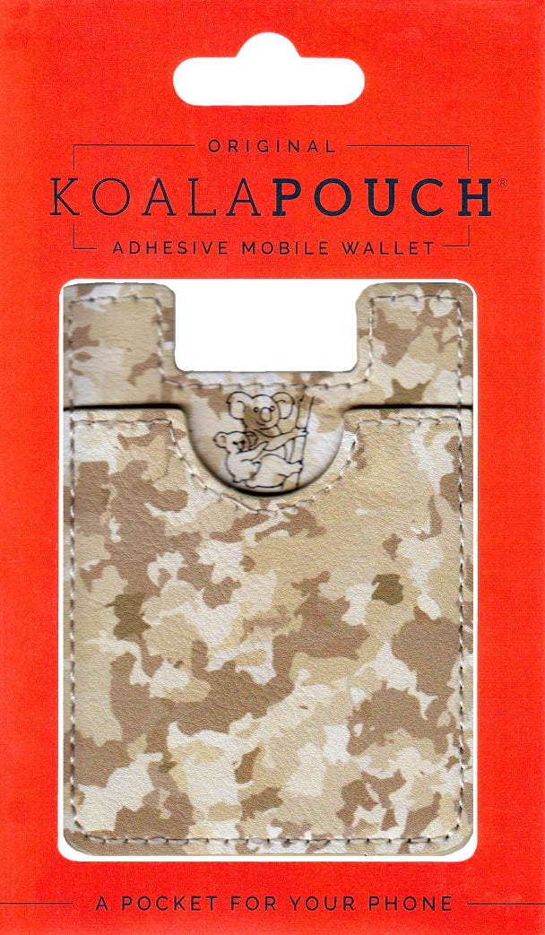 Camo Koala Pouch - Phone Card Holder, Stick On Wallet (Brown)
