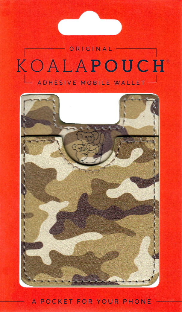 Camo Koala Pouch - Phone Card Holder, Stick On Wallet (Brown Alt)