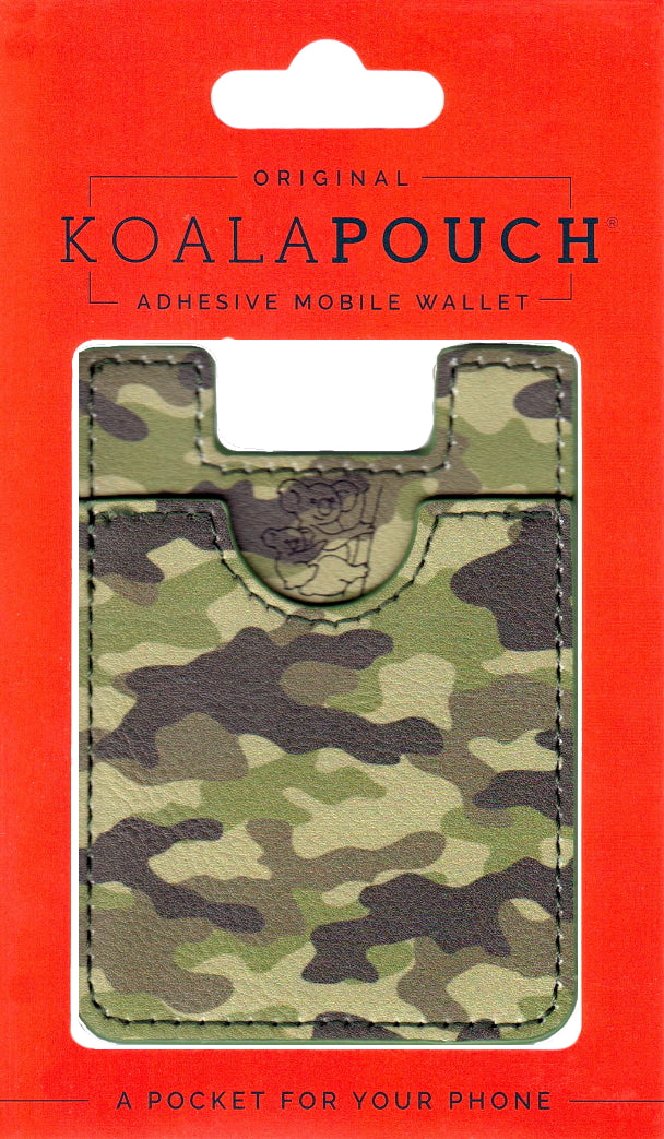 Camo Koala Pouch - Phone Card Holder, Stick On Wallet (Green)