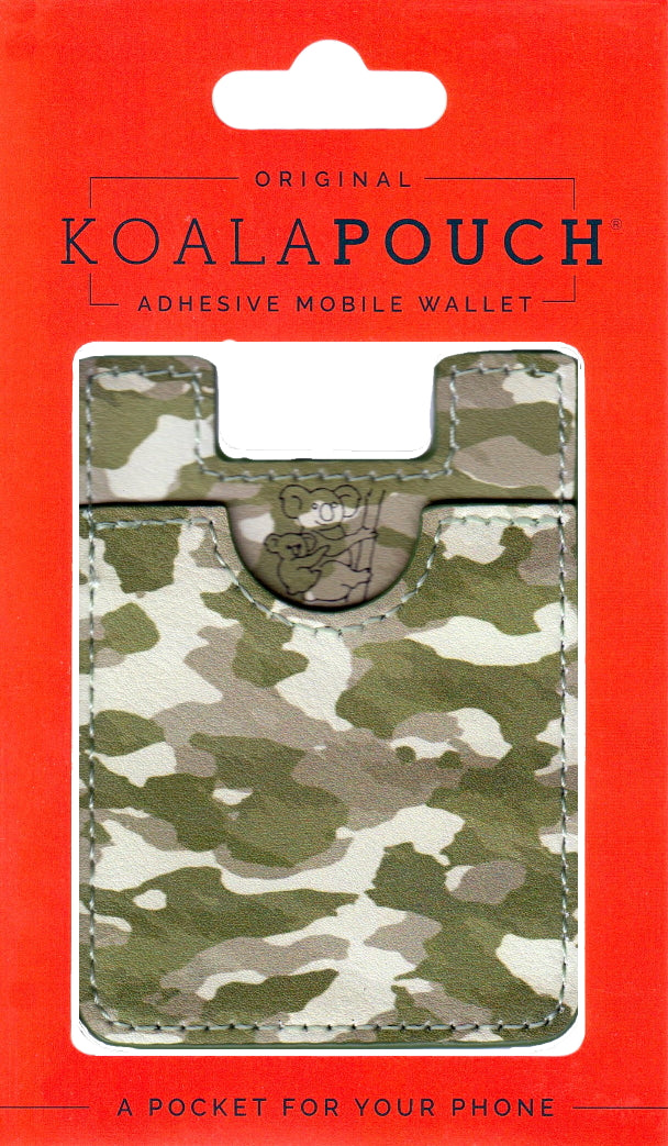 Camo Koala Pouch - Phone Card Holder, Stick On Wallet (Green Alt 2)