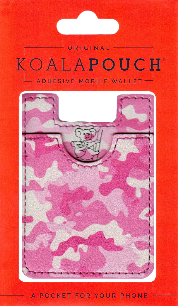 Camo Koala Pouch - Phone Card Holder, Stick On Wallet (Pink)