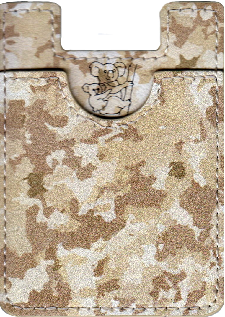 Camo Koala Pouch - Phone Card Holder, Stick On Wallet (Brown)