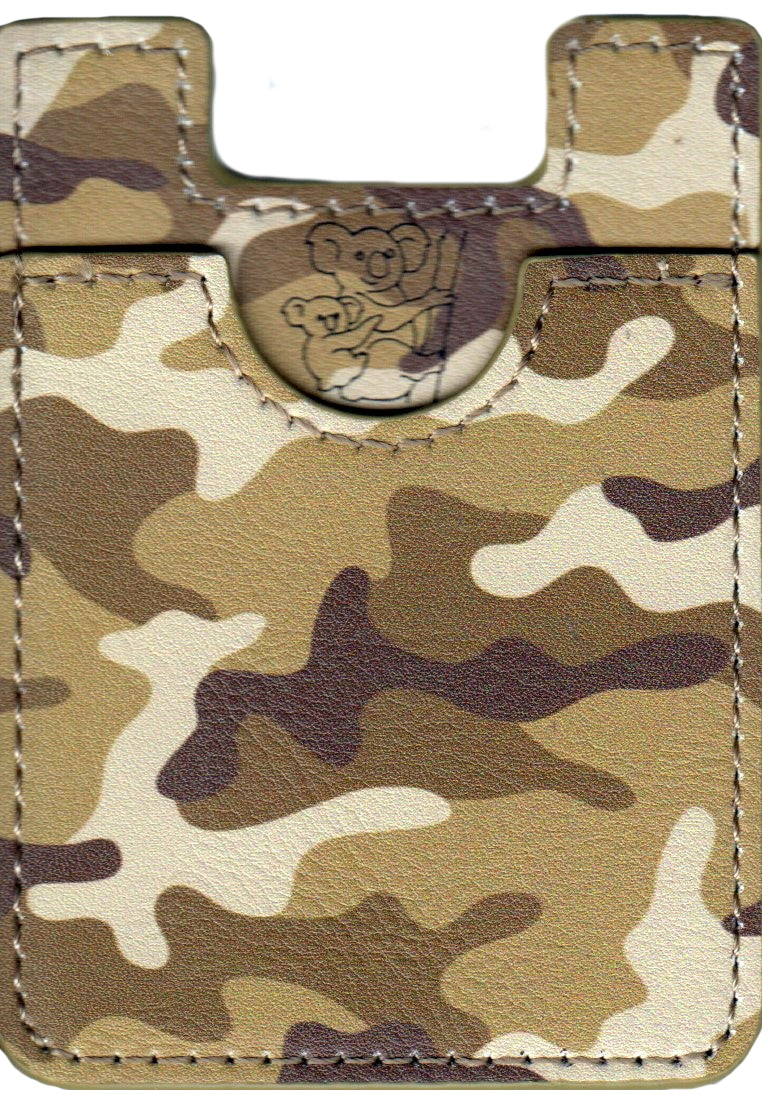 Camo Koala Pouch - Phone Card Holder, Stick On Wallet (Brown Alt)