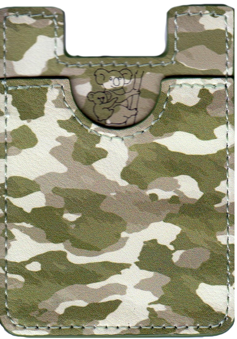 Camo Koala Pouch - Phone Card Holder, Stick On Wallet (Green Alt 2)