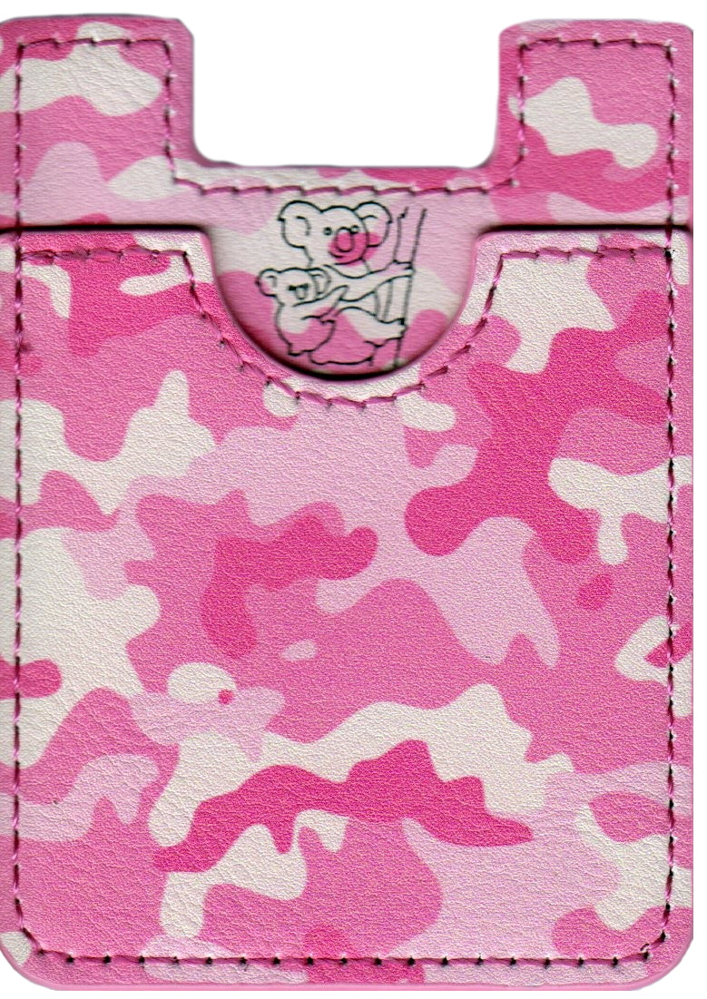 Camo Koala Pouch - Phone Card Holder, Stick On Wallet (Pink)