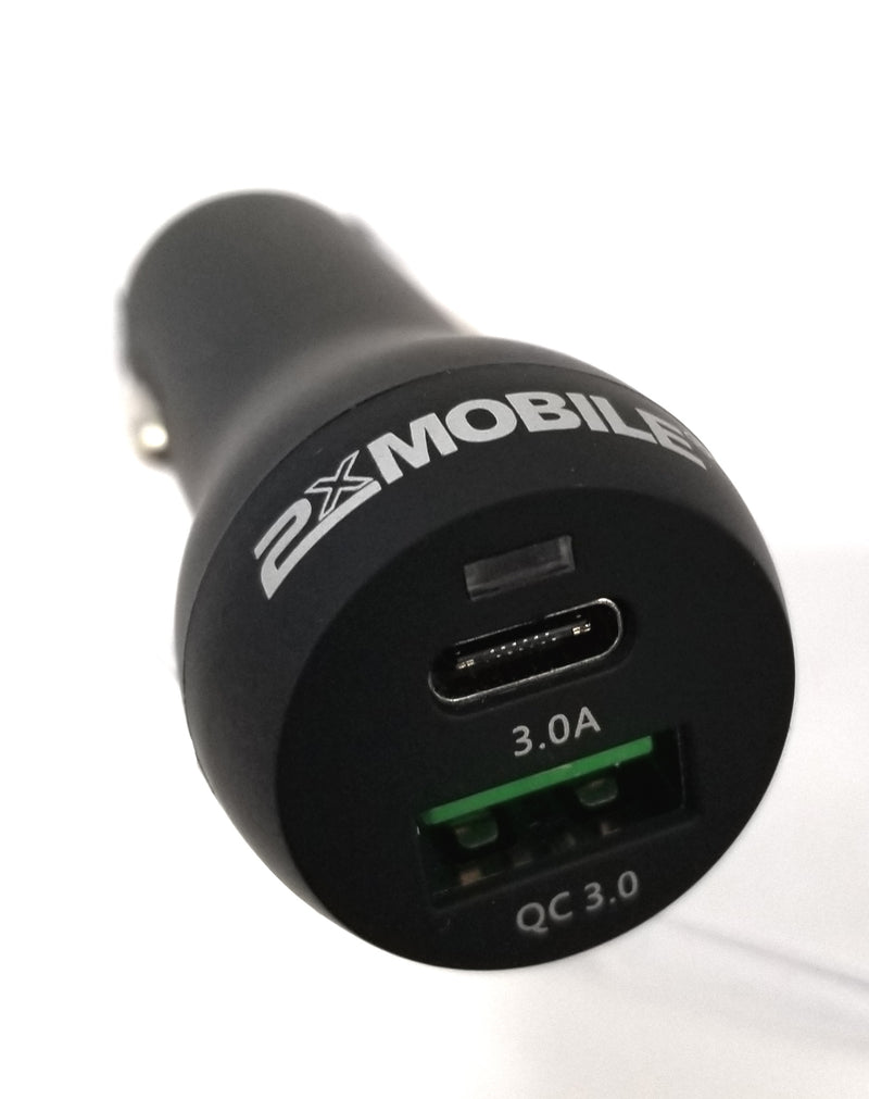 Quick Charge Car Charger to USB Type A and Type C at 3 Amp