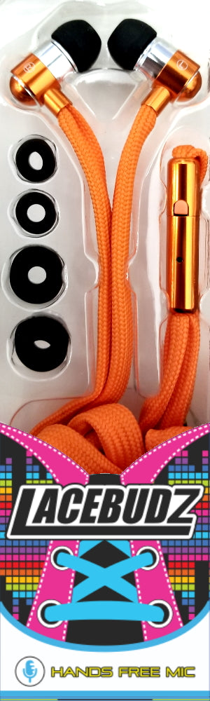 Lacebudz Earphone - Shoe lace style Earphones in Orange Color