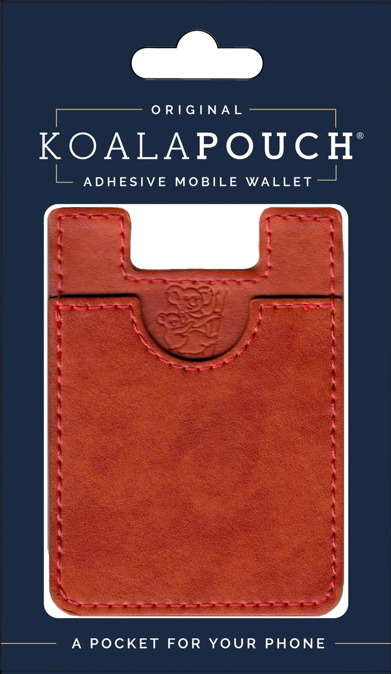Leather Style Koala Pouch - Phone Card Holder, Stick On Wallet (Rust)