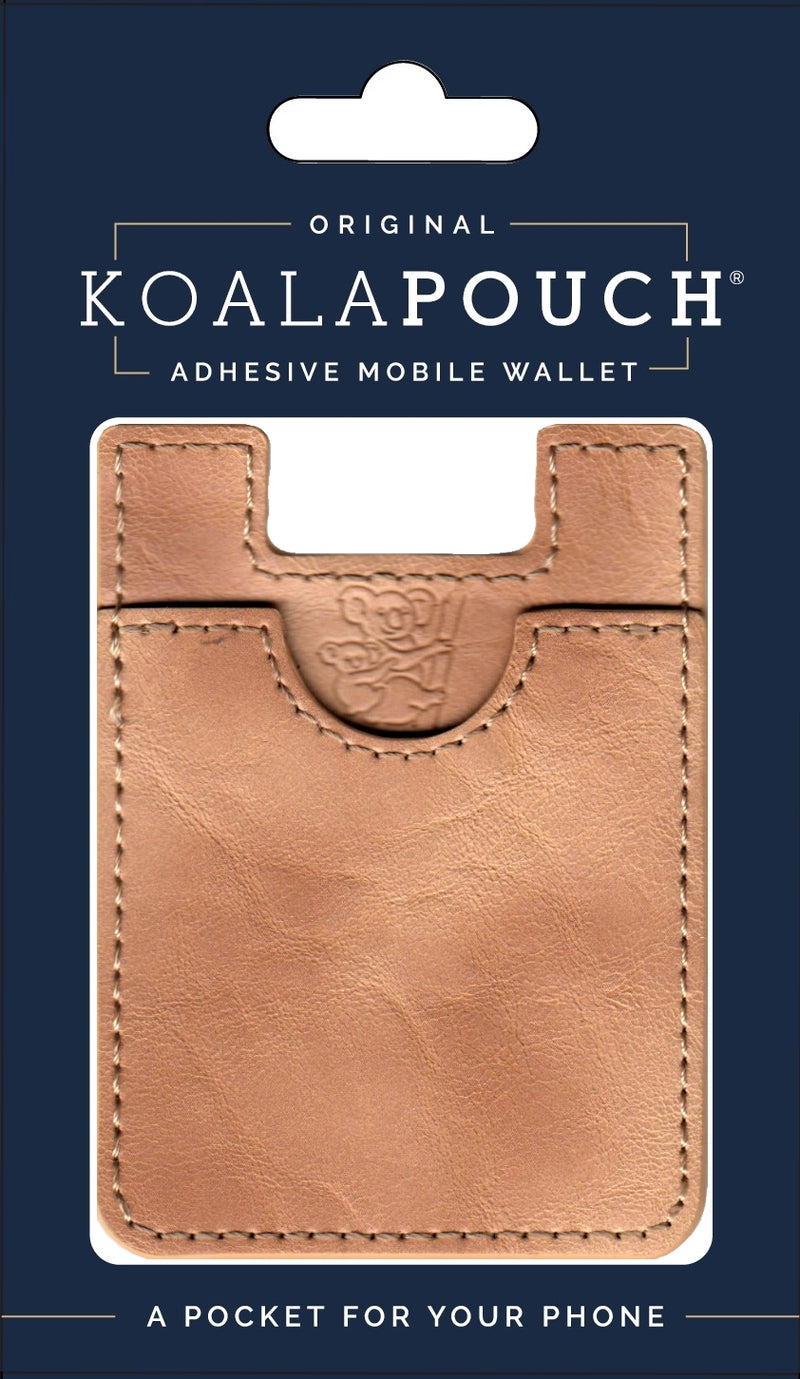 Leather Style Koala Pouch - Phone Card Holder, Stick On Wallet (Tan)
