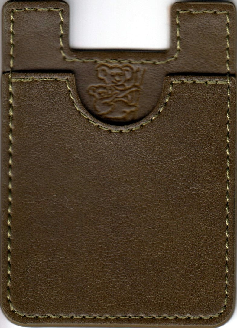 Leather Style Koala Pouch - Phone Card Holder, Stick On Wallet (Olive)