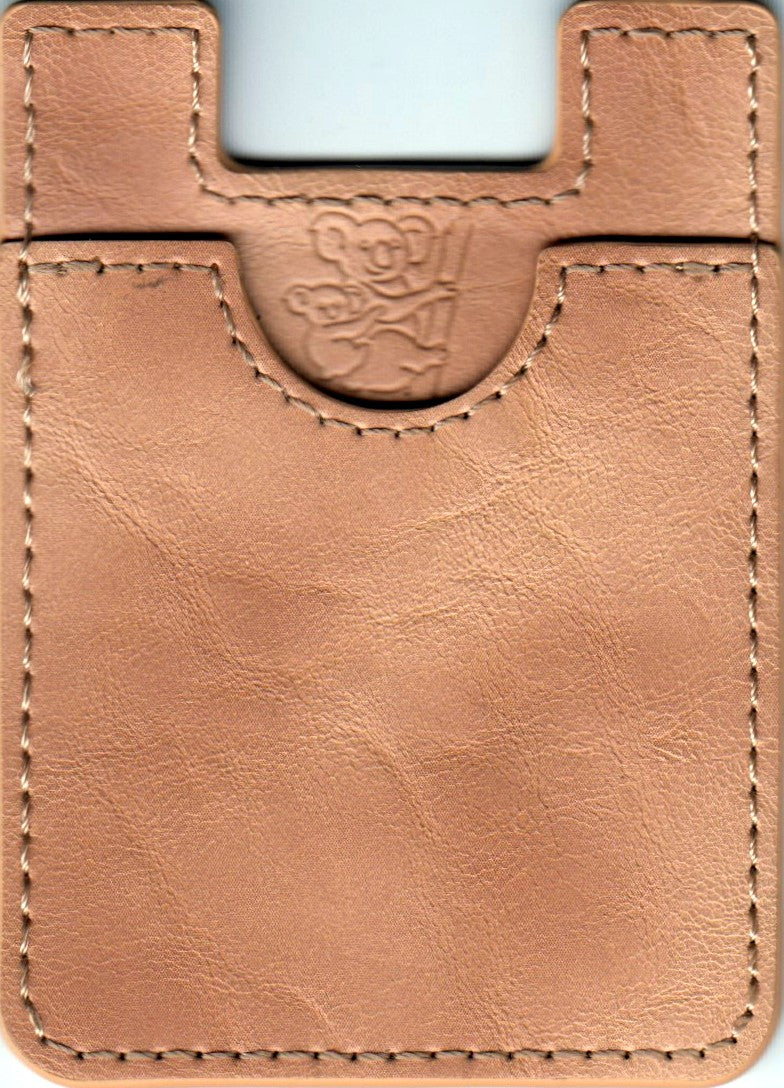 Leather Style Koala Pouch - Phone Card Holder, Stick On Wallet (Tan)