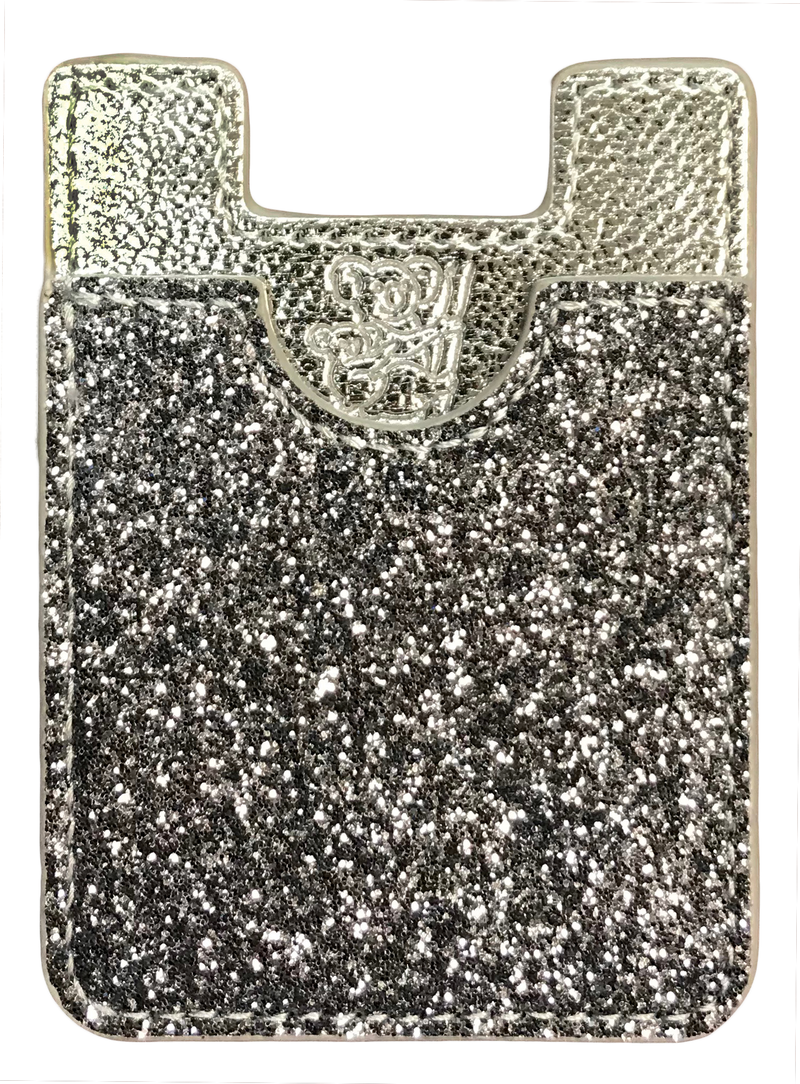 Glitter Koala Pouch - Phone Card Holder, Stick On Wallet (Silver)
