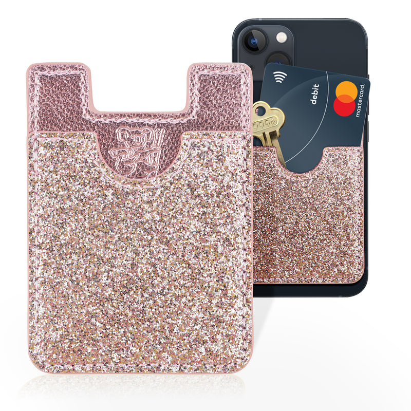 Glitter Koala Pouch - Phone Card Holder, Stick On Wallet (Pink)