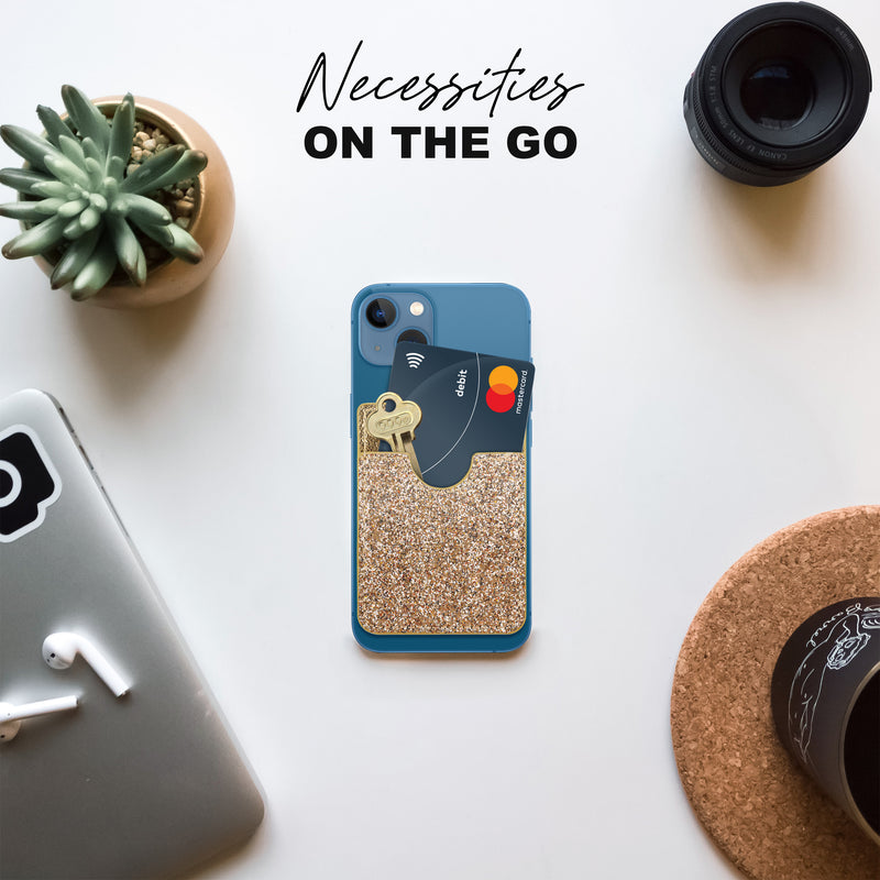 Glitter Koala Pouch - Phone Card Holder, Stick On Wallet (Gold)