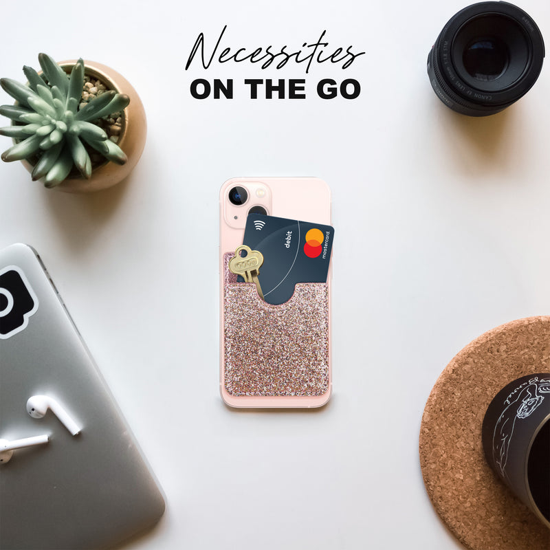 Glitter Koala Pouch - Phone Card Holder, Stick On Wallet (Pink)