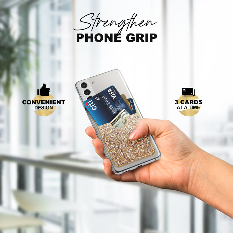 Glitter Koala Pouch - Phone Card Holder, Stick On Wallet (Gold)