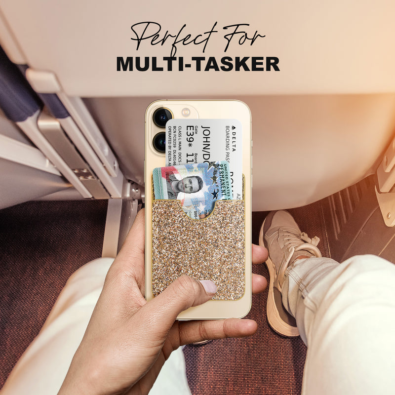 Glitter Koala Pouch - Phone Card Holder, Stick On Wallet (Gold)