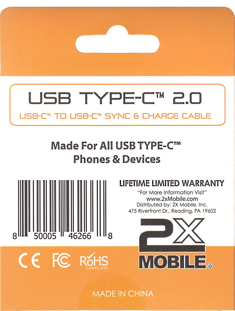 6 ft USB Type C to USB Type C Sync/Charging Cable Braided Style