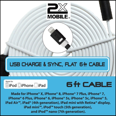 6 ft iPhone 5 and Newer Sync/Charging cable 2xMobile